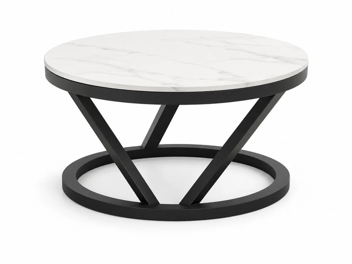 Stolik kawowy okrągły marmur metal 80cm