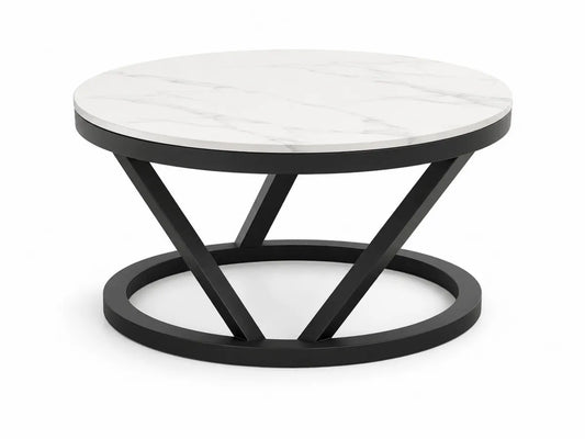 Stolik kawowy okrągły marmur metal 80cm