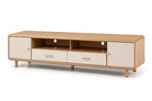 Szafka RTV drewniana i MDF z szufladami i półkami 160 cm