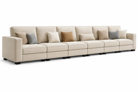 Modułowa sofa z poduszkami, beżowy, poliester, długość 560 cm