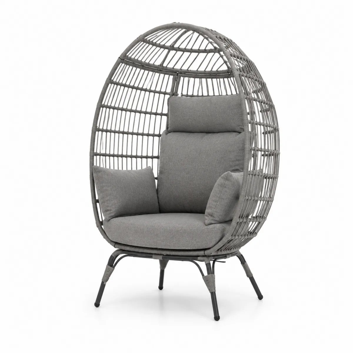 Fotel ogrodowy rattanowy z poduszkami szary 105x95x180 cm