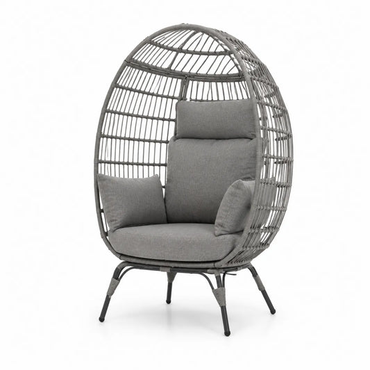 Fotel ogrodowy rattanowy z poduszkami szary 105x95x180 cm
