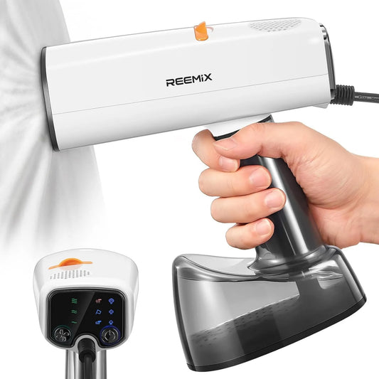 Reemix parownica do ubrań, Wyświetlacz LED, 4500 Pa z 3 regulowanymi poziomami ssania / pary, Vapour defryzer do odzieży, wymienny zbiornik 440 ml dla więcej niż