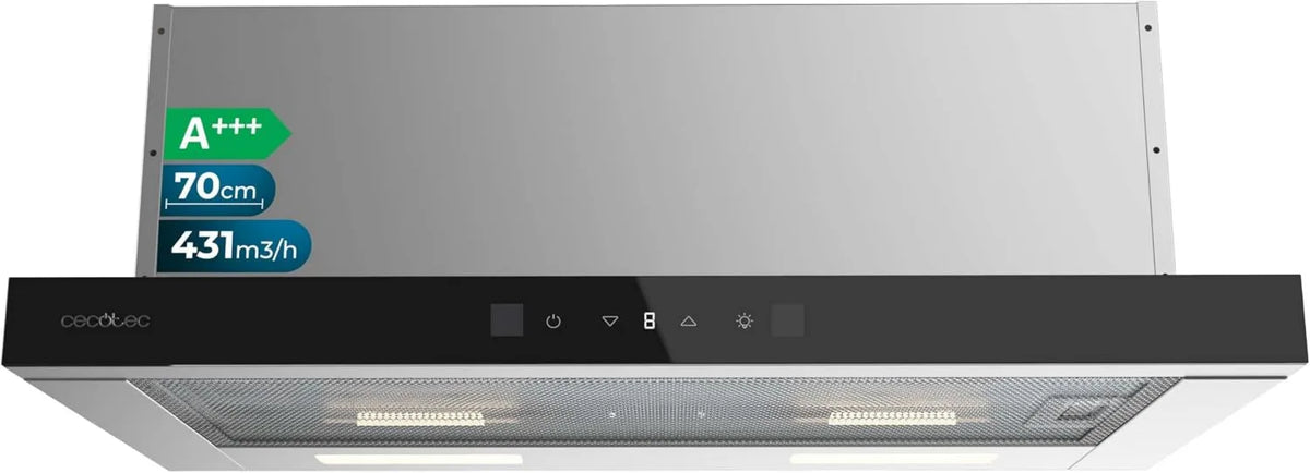 Cecotec okap kuchenny, Bolero PM przepływ m3 / h, 60 cm, 105 W, 430 m3 / h, 3 poziomów, czarny, Filtr aluminiowy, Mechaniczna regulacja m3/h