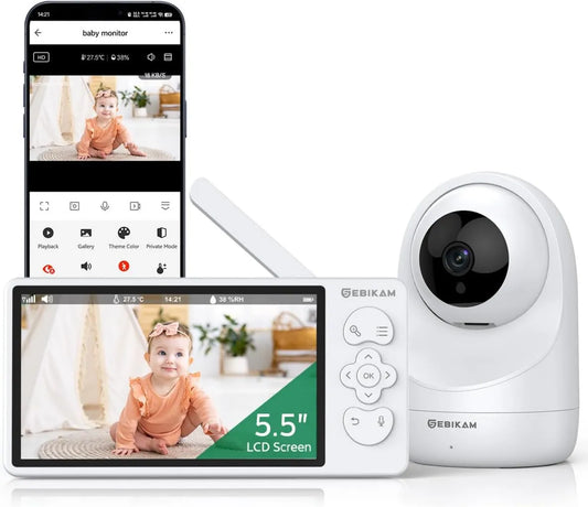 Sebikam, 3MP Babyphone, Monitor wideo dla dzieci, WiFi, 5, 5 Inches