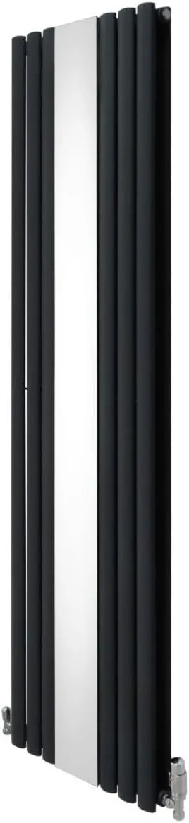 Grzejnik, 1800 mm, 500 mm, 5009 BTU, Owalny grzejnik z lustrem 1800 mm x 500 mm i chromowanymi zaworami TRV, podwójna kolumna, stal węglowa