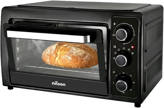 Nilson Life mini piekarnik, Piec elektryczny NHS2800N, 28 l, 1500 W, 5 programów, licznik, termostat, 2 strefy temperaturowe, licznik 60 min, 5 funkcji gotowania, sterowanie