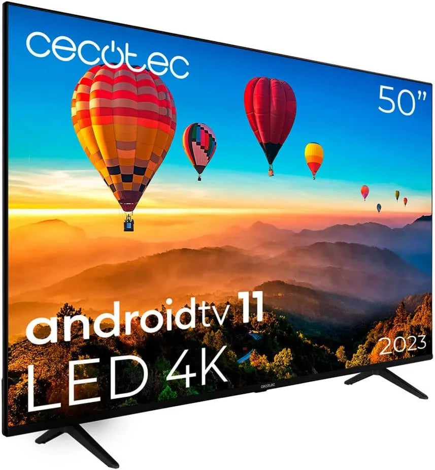 Cecotec telewizor, ALU10050S. Inteligentny, 50 cali, TV, 4K UHD, HDR, Dźwięk Dolby, Android OS, HDR10, Dolby Vision i Dolby Atmos, Android 11, 2023 model