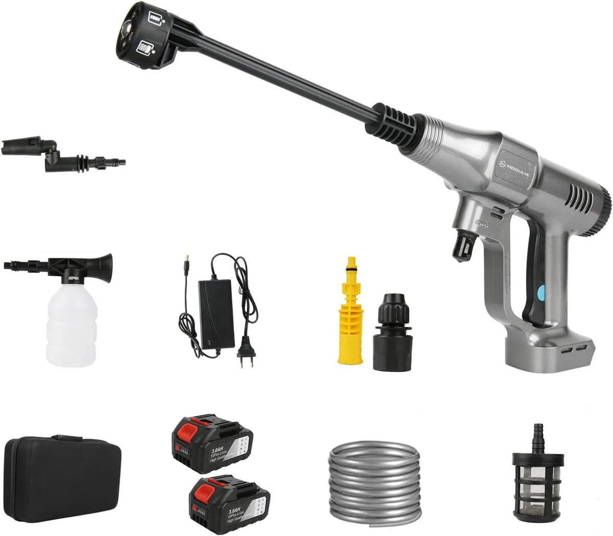 modulix, Makita Wysokie ciśnienie czyszczący, 18 V, Pralka Gun bezprzewodowy samochód kompatybilny 18 V, 3 tryby, 5 m wąż, 6 w 1 dysze